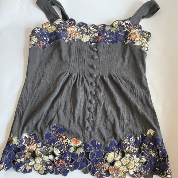 Anthropologie Little Yellow Button Tank Top - Picture 1 of 6